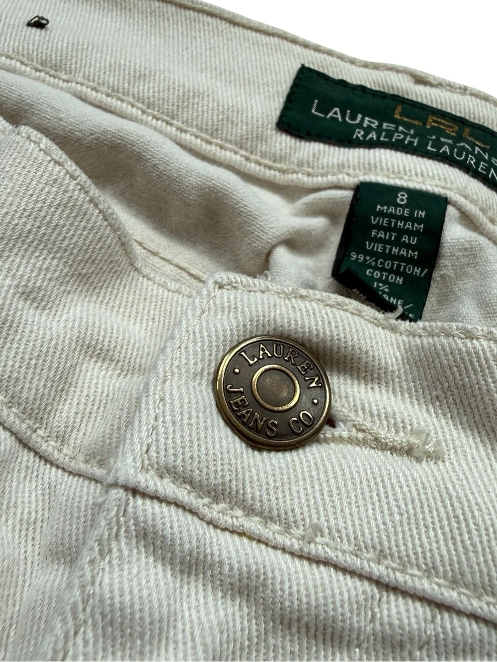 Lauren Ralph Lauren White Straight Leg Jeans Size 8 Minimalist Coastal Mom Denim